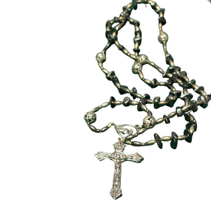 Stunning Silver Plated   Rosary With Hematite